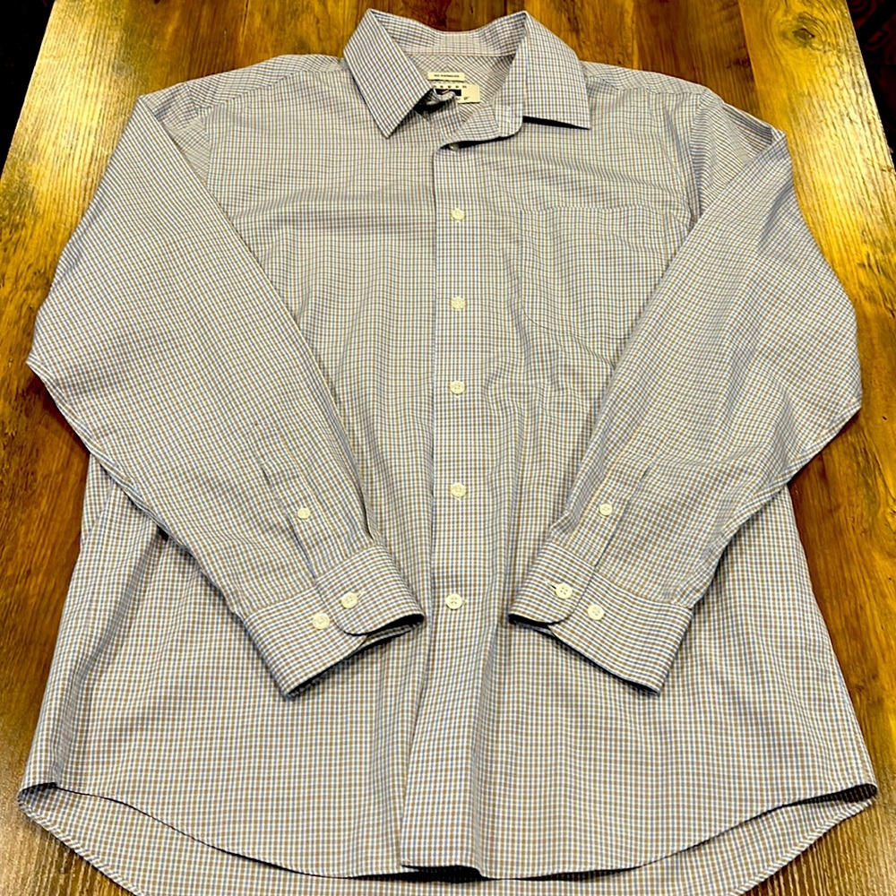Joseph Abboud Wrinkle-Free 100% Egyptian Cotton Plaid Dress Shirt | 16.5 34/35